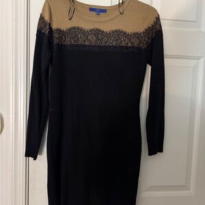 Apt. 9 Black and Beige Long Sleeve Dress
